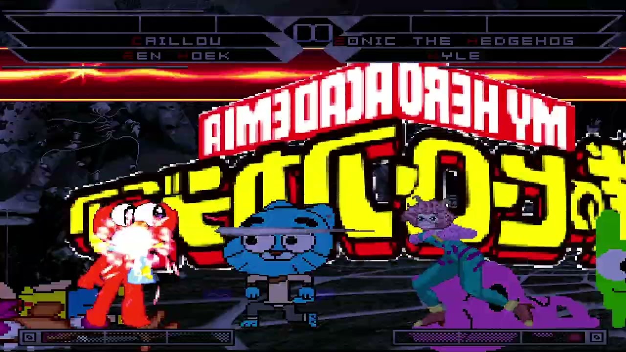 KOF MUGEN Tag Team Caillou Ren Hoek Mina Ashido Gumball vs Sonic Kyle Broflovski Elmo Hoops & Yoyo