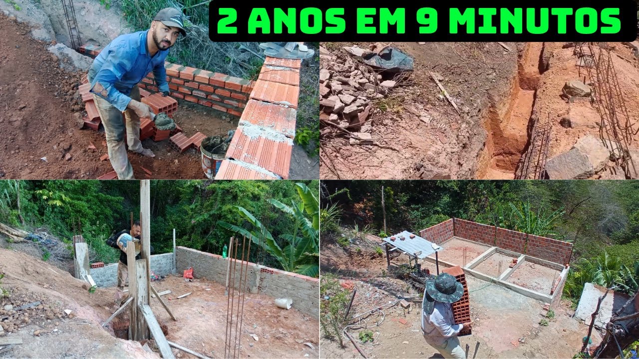 SÓ PAGUEI 4 DIAS DE PEDREIRO! Veja como estou construindo minha casa do zero em terreno caído 2 ANOS