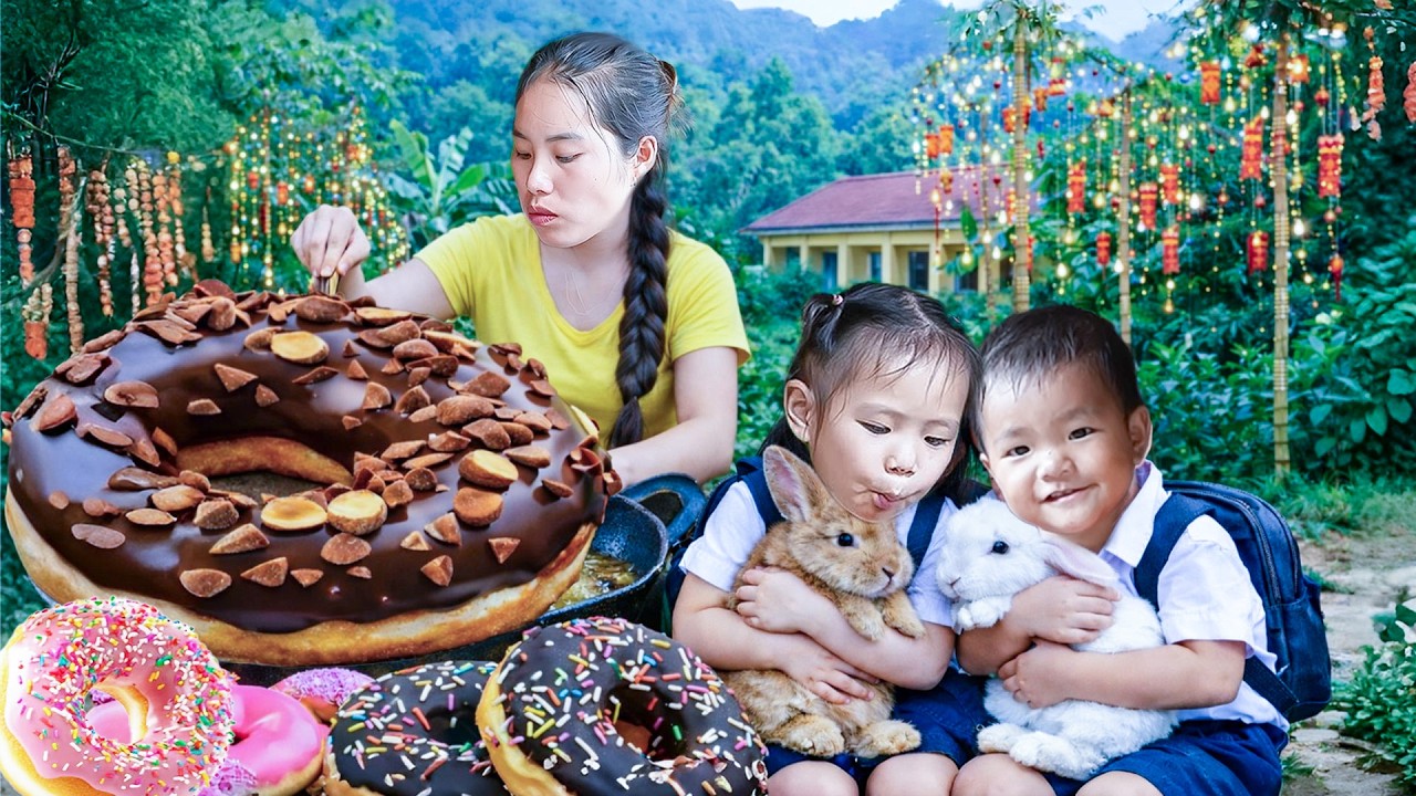 教你如何製作巨型綠豆蛋糕，和女兒一起從溪流裡捕捉野生魚類拿到市場上去賣。