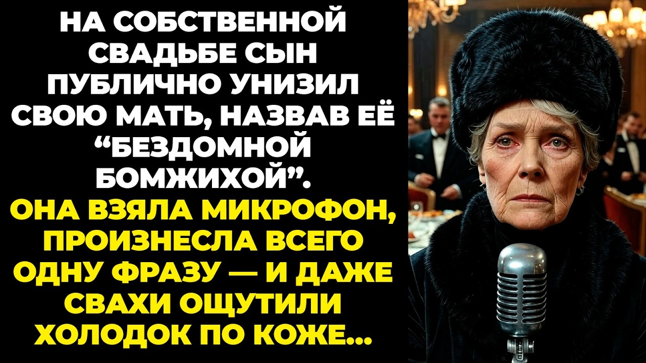 На свадьбе сын унизил мать, назвав её бомжихой. Она сказала одну фразу — и всех мороз пробрал…
