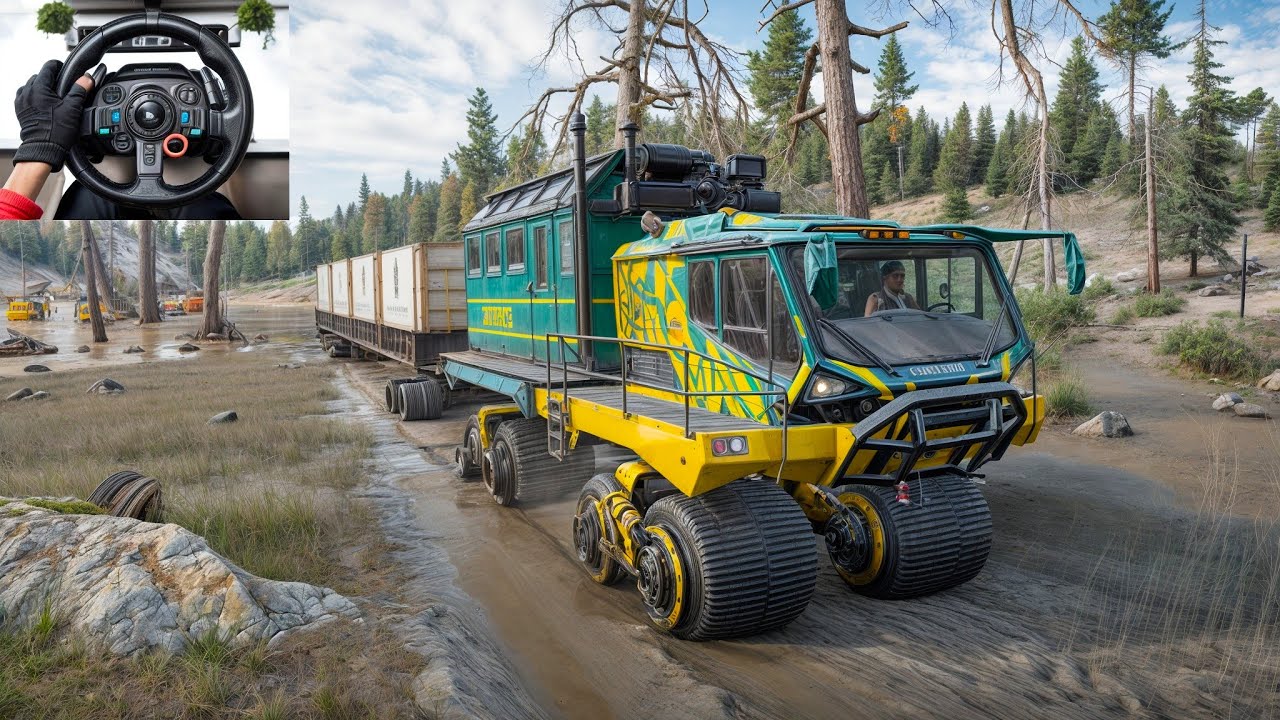 ANK XM75 - Hauling Multiple Containers Through Muddy Terrain | SnowRunner | Logitech G29 | #1049