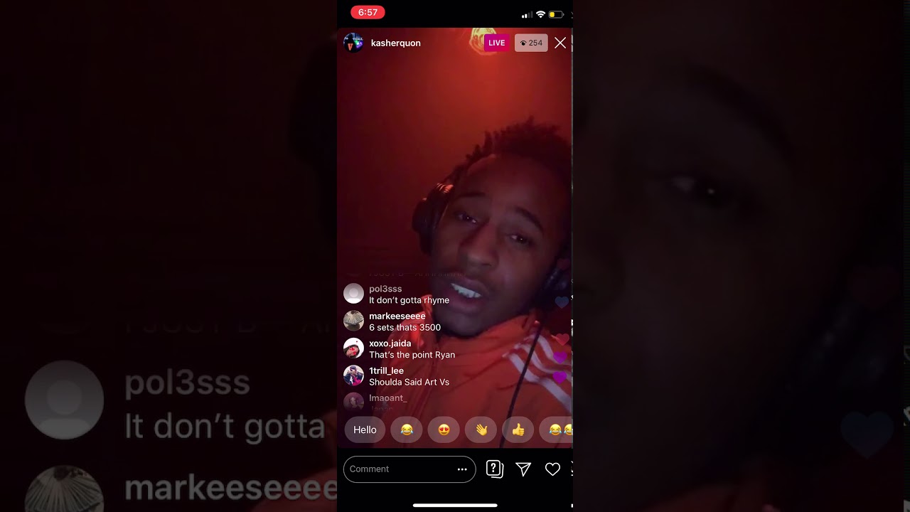 KasherQuon on Ig live in the studio 10/28/19