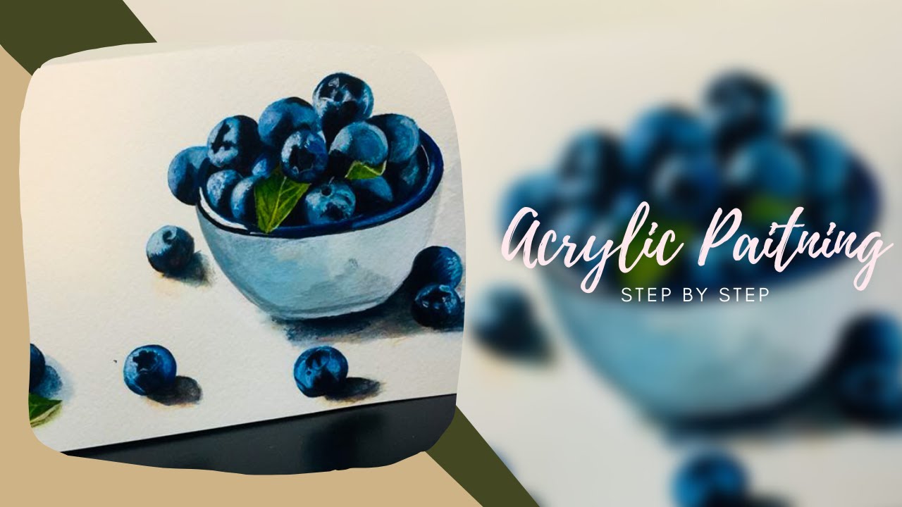 Blueberries | Easy acrylic painting for beginners | Step by step