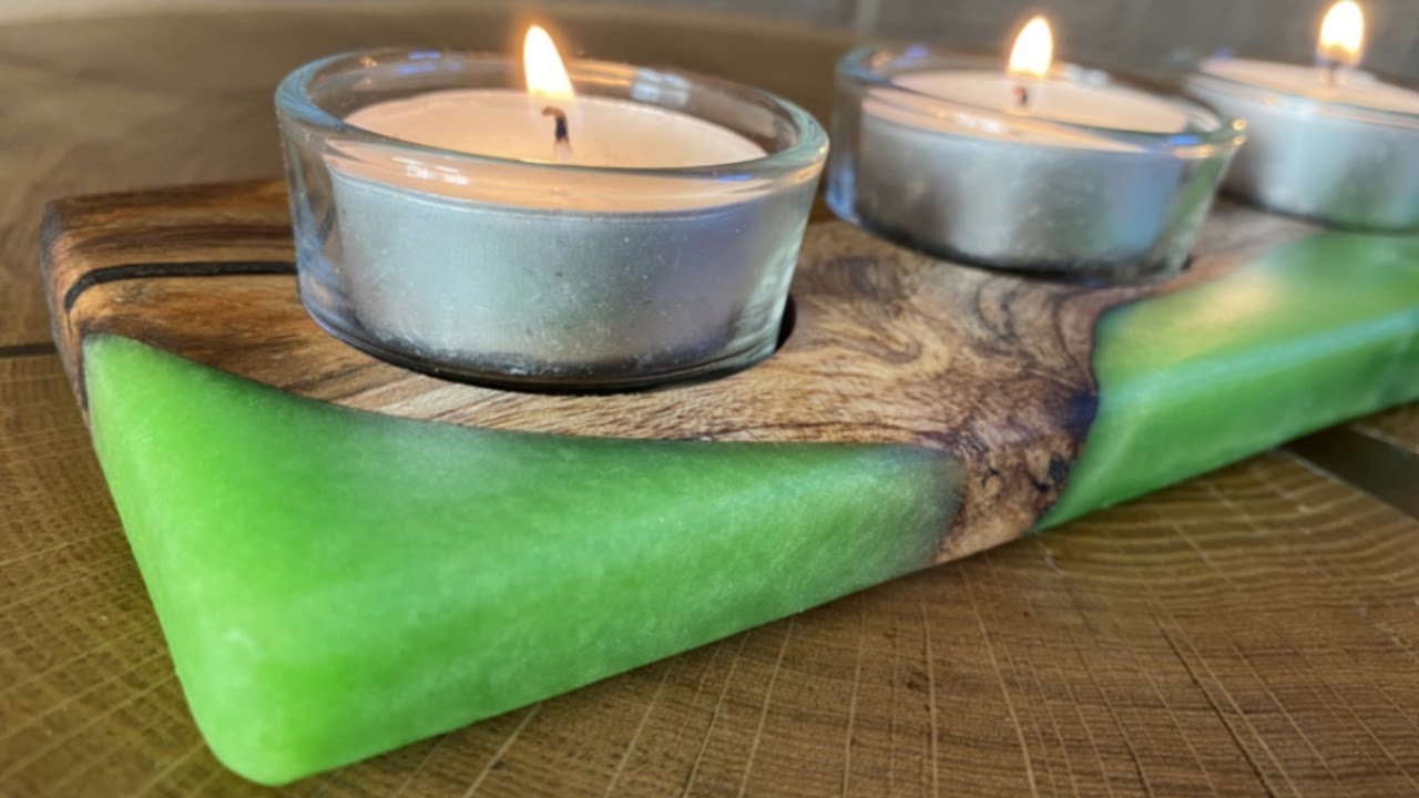 DIY tea light candle holder with wood and epoxy resin | How to