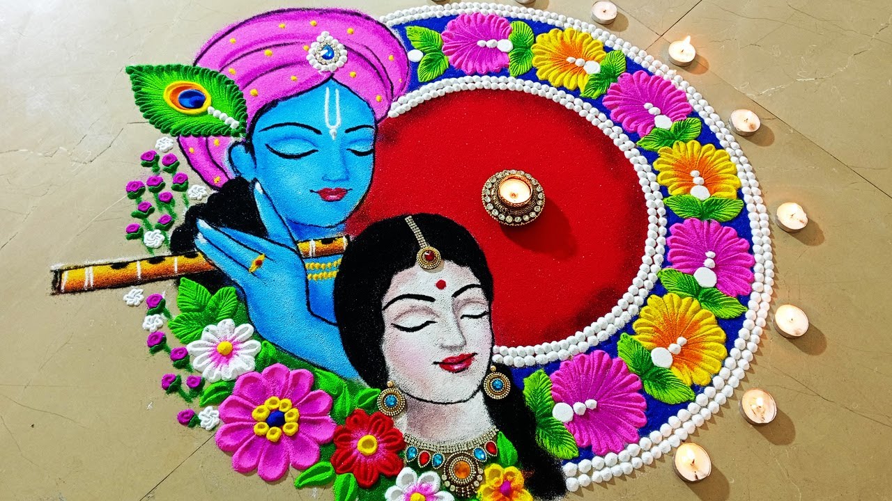 Beautiful rangoli for Diwali festival. दीपावली के लिए आकर्षक रंगोली