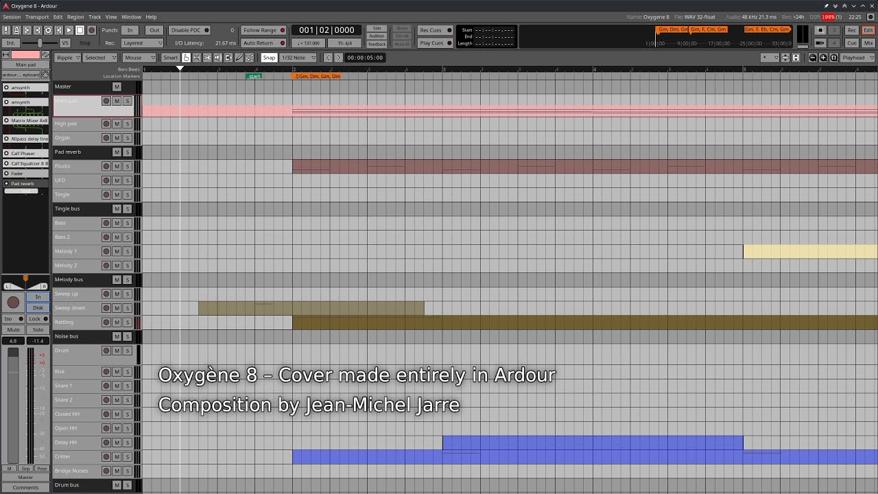 Oxygène 8 – Jean-Michel Jarre | Cover made entirely in Ardour