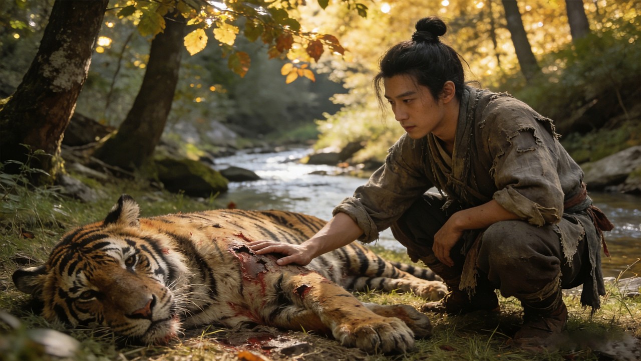 废柴小子救下濒死的老虎，老虎认他为主，从此打遍天下无敌手！#drama #kungfu #中国电视剧