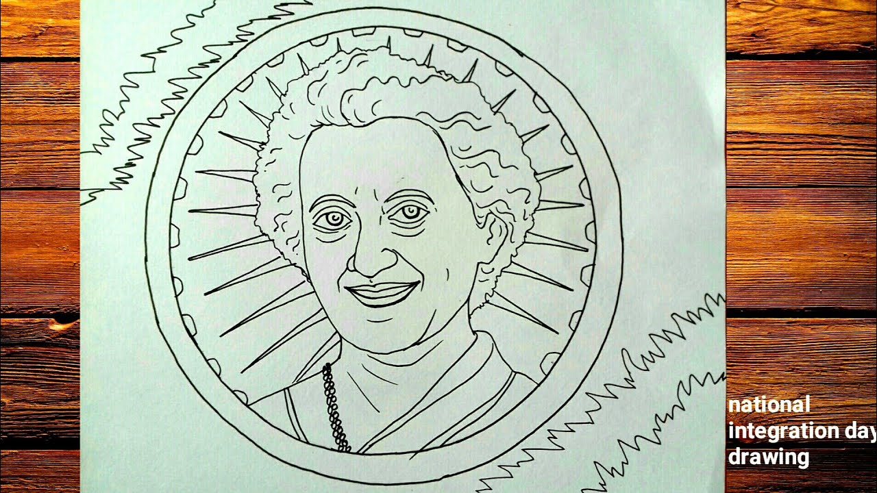 INDIRA GANDHI DRAWING||INTEGRATION DAY DRAWING