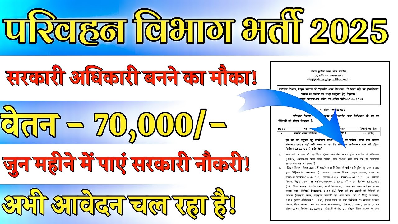 New Vacancy 2025 | Bihar SI & Enforcement SI New Vacancy | Best Govt Jobs June 2025 | 12th Pass Jobs