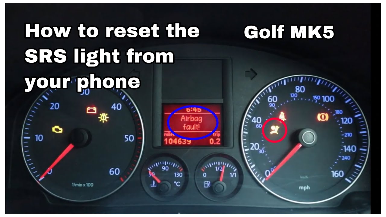 How to clear the airbag light on a vw golf mk5 from your phone
