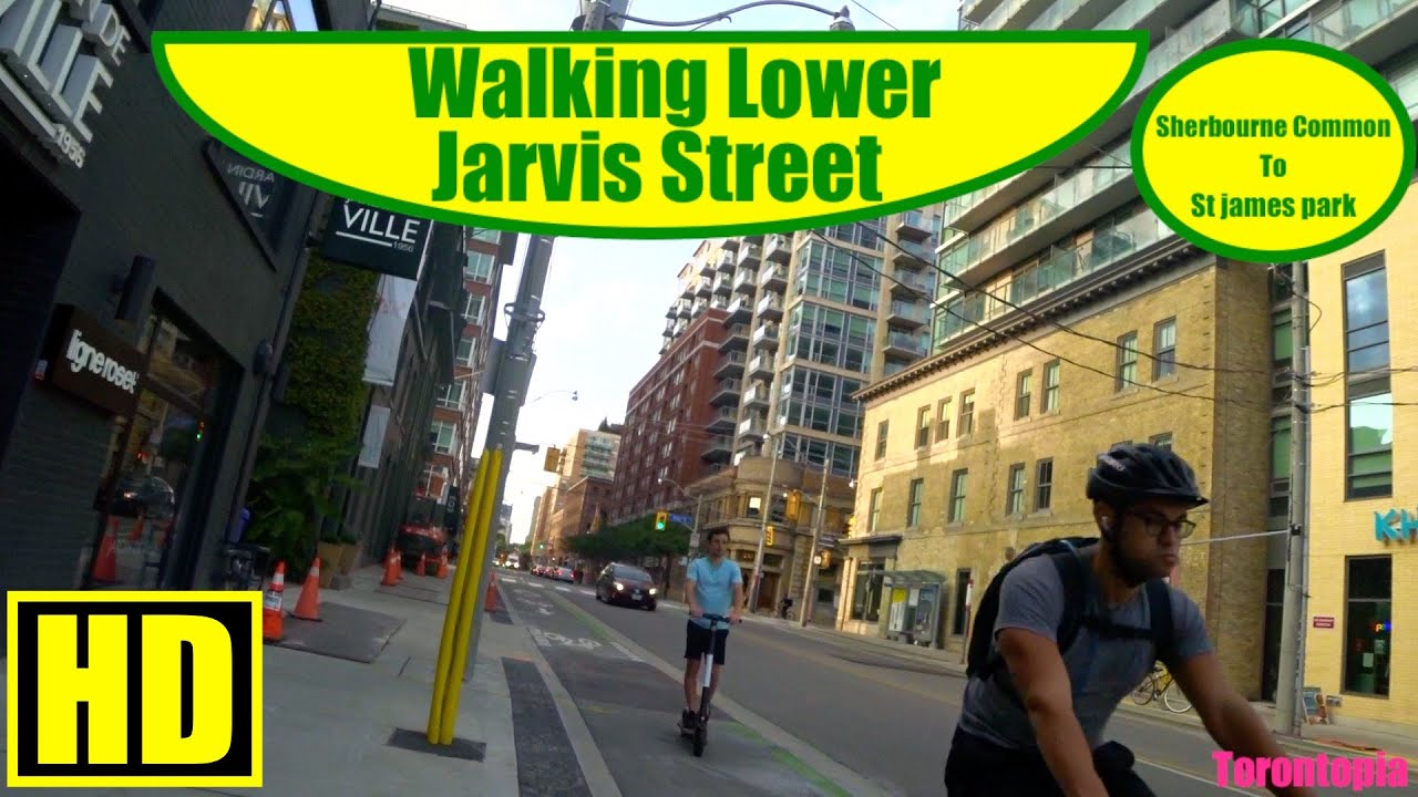 Walking Lower Jarvis Street from Sherbourne Common to St James Park