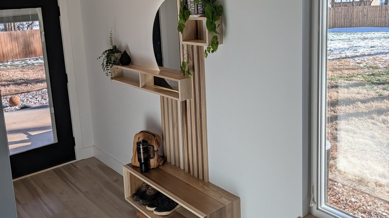 Custom hardwood entry way drop zone build