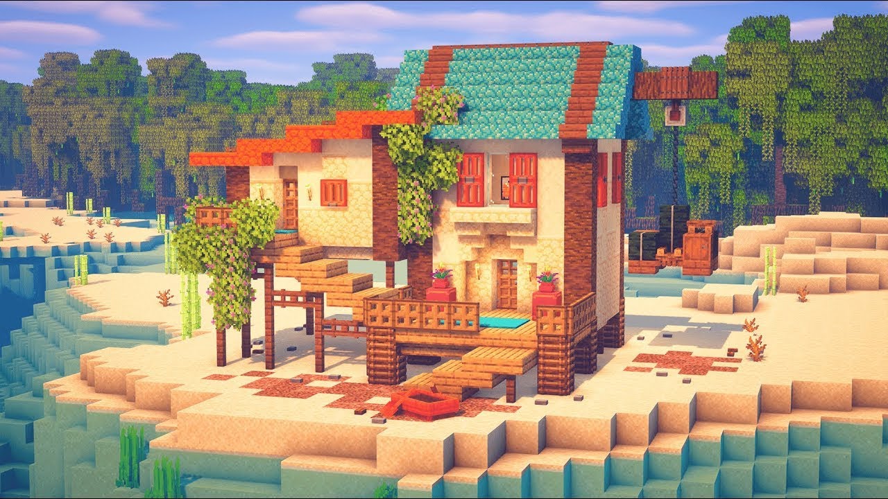Como construir uma casa de praia no Minecraft! (Tutorial de construção)
