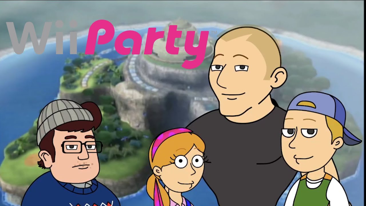 Ребёночный папа играет со своими детьми в Wii Party