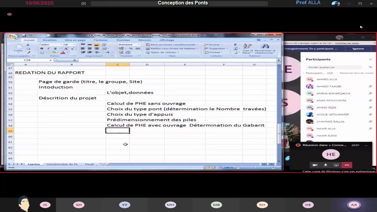 Conception des Ponts (4GC CENTRE) | Prof Alla (10-06-2020)