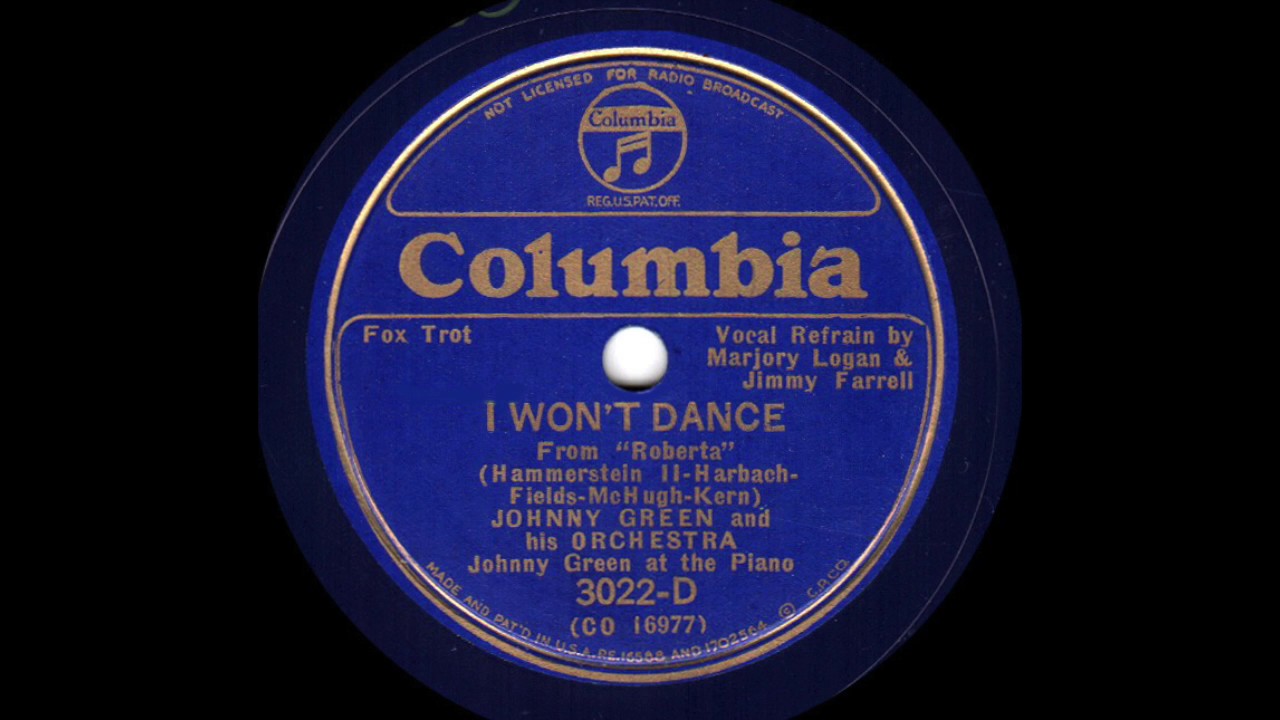 1935 I Won't Dance, Johnny Green & His Orchestra: Vocal by Marjory Logan & Jimmy Farrell