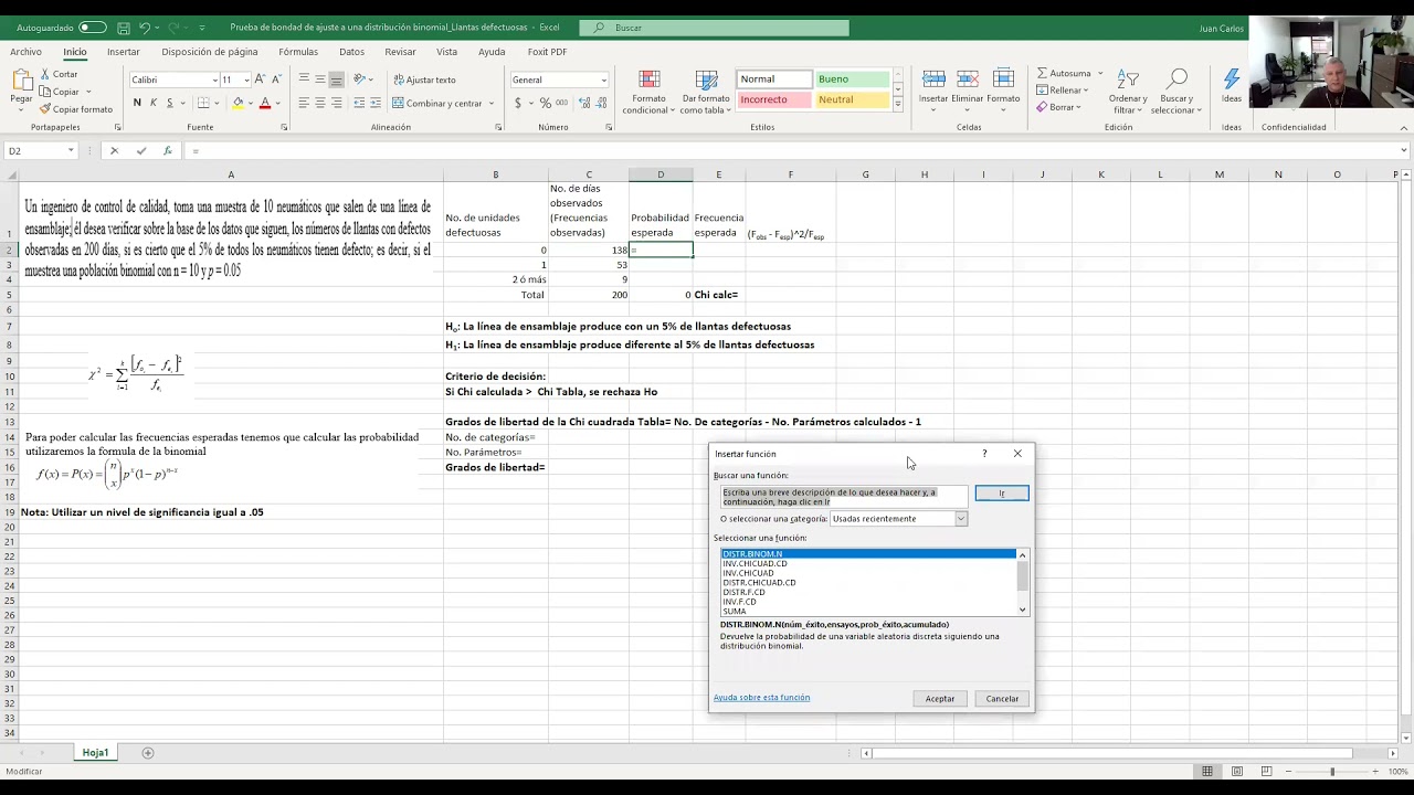 Prueba de bondad de ajuste Distribución Binomial