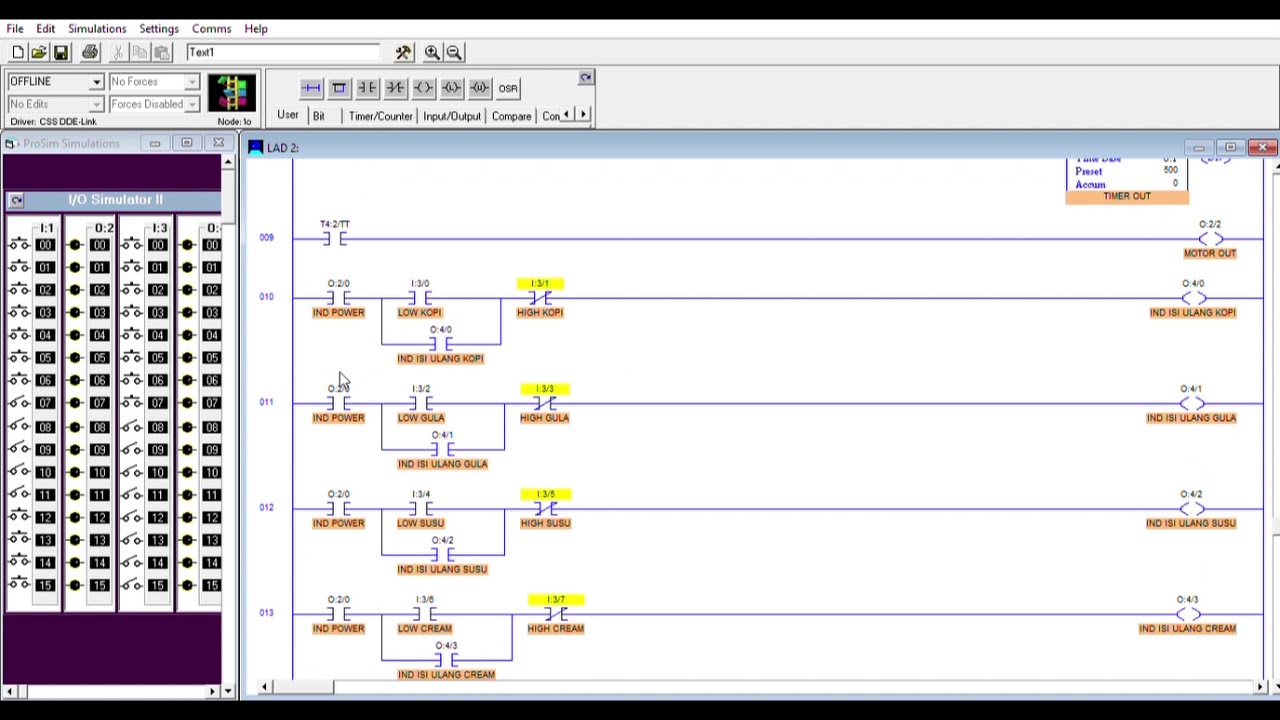 ladder diagram COFFEE VENDING MACHINE using LogixPro