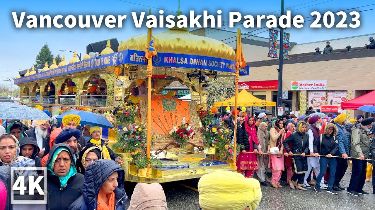 Vancouver Vaisakhi Parade Celebrates ,Nagar Kirtan 2023,【4K】Walk in Vancouver Canada (City Sounds)