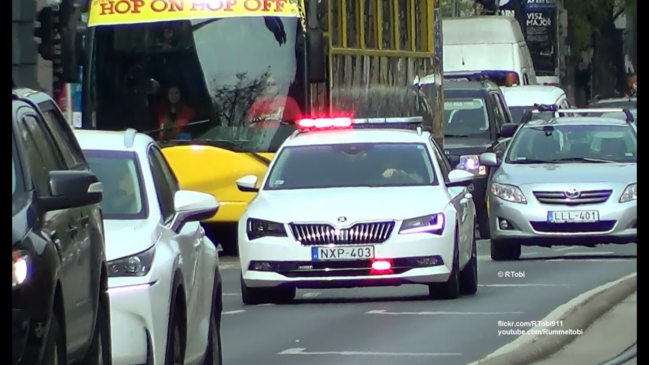 Budapest EMS ambulance 605 + unmarked car responding  [HU | 12.4.2017]