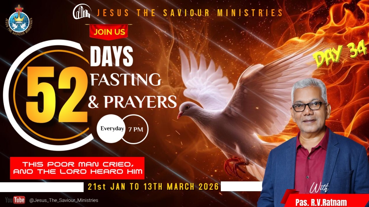 🟥DAY 34 | 52 Days Fasting & Prayer with Pastor | R.V.RATNAM GARU | 7 PM | Live Online |