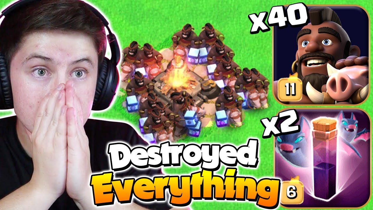 40 Hog Riders & BAT Spells AMAZING Like THIS (Clash of Clans)