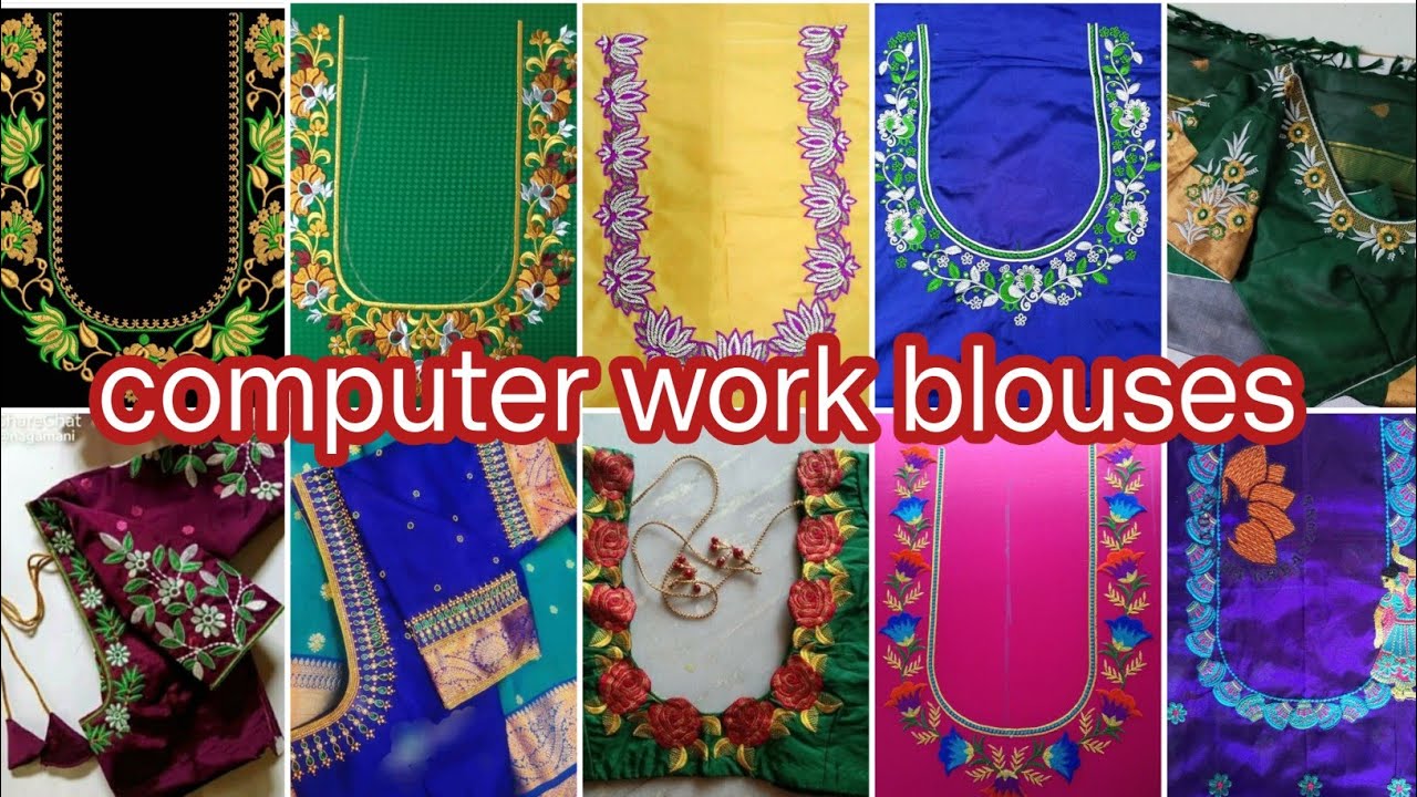 Computer work embroidery Blouse designs 2025/Machine embroidery work blouses