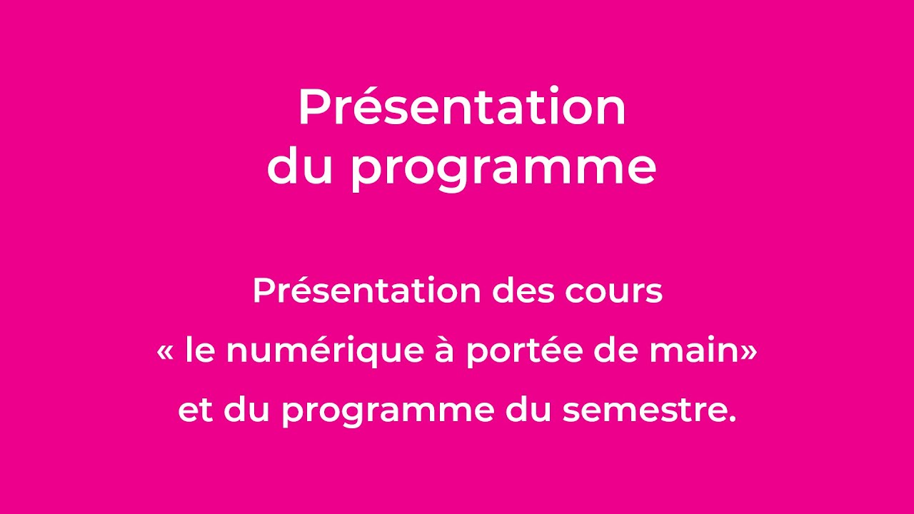 Présentation des cours 