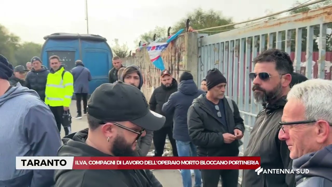 03 MARZO 2026   TARANTO   ILVA, I COMPAGNI DI LAVORO DELL'OPERAIO MORTO BLOCCANO PORTINERIA