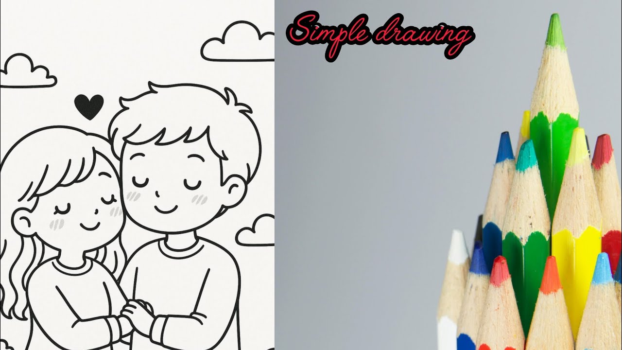 🥰 Cute Romantic couple sketch|Drawing for beginners 🤞
