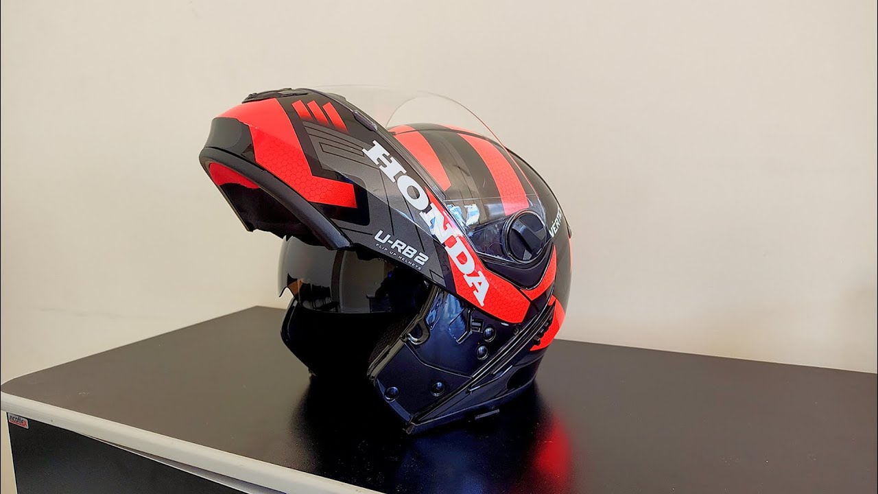 Capacete articulado Peels u-rb2 v&eacute;rtice preto e vermelho com viseira solar