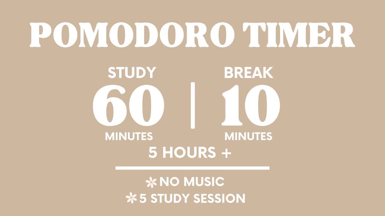 📚STUDY WITH ME FOR 5 HOURS + |  60 MINS STUDY / 10 MINS BREAK | NO MUSIC | WITH ALARMS
