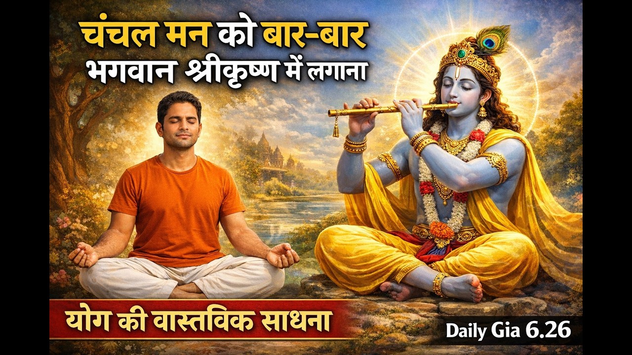 चंचल मन को बार-बार कृष्ण में लगाना–योग की वास्तविक साधना || Bhagavad Gita Chapter 6.26 |  ध्यान योग