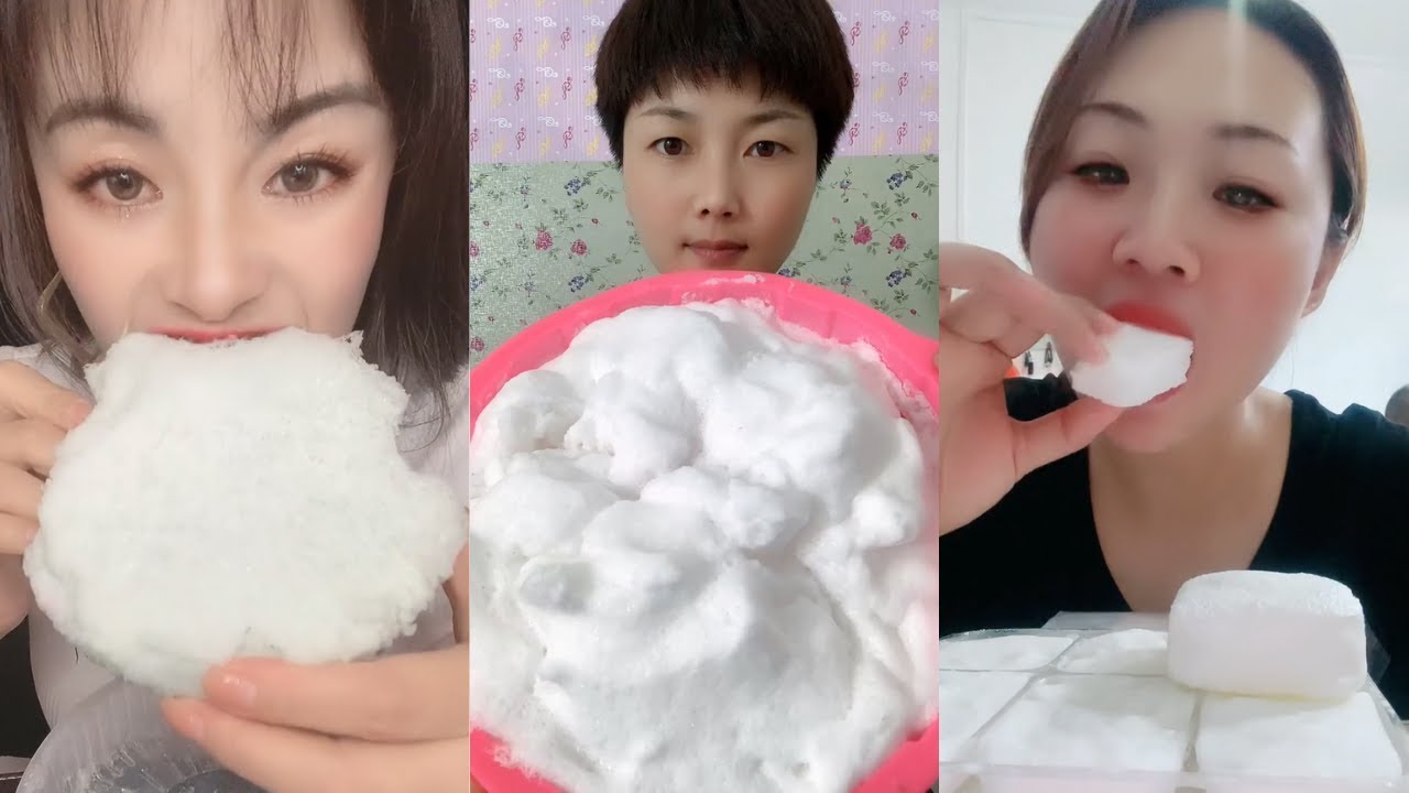 【ASMR】WHITE FOAM ICE EATING ASMR ❄️ MILKY FROZEN BUBBLES FOAM ICE CRUNCHY SOUNDS 氷を食べる | Buz yemek