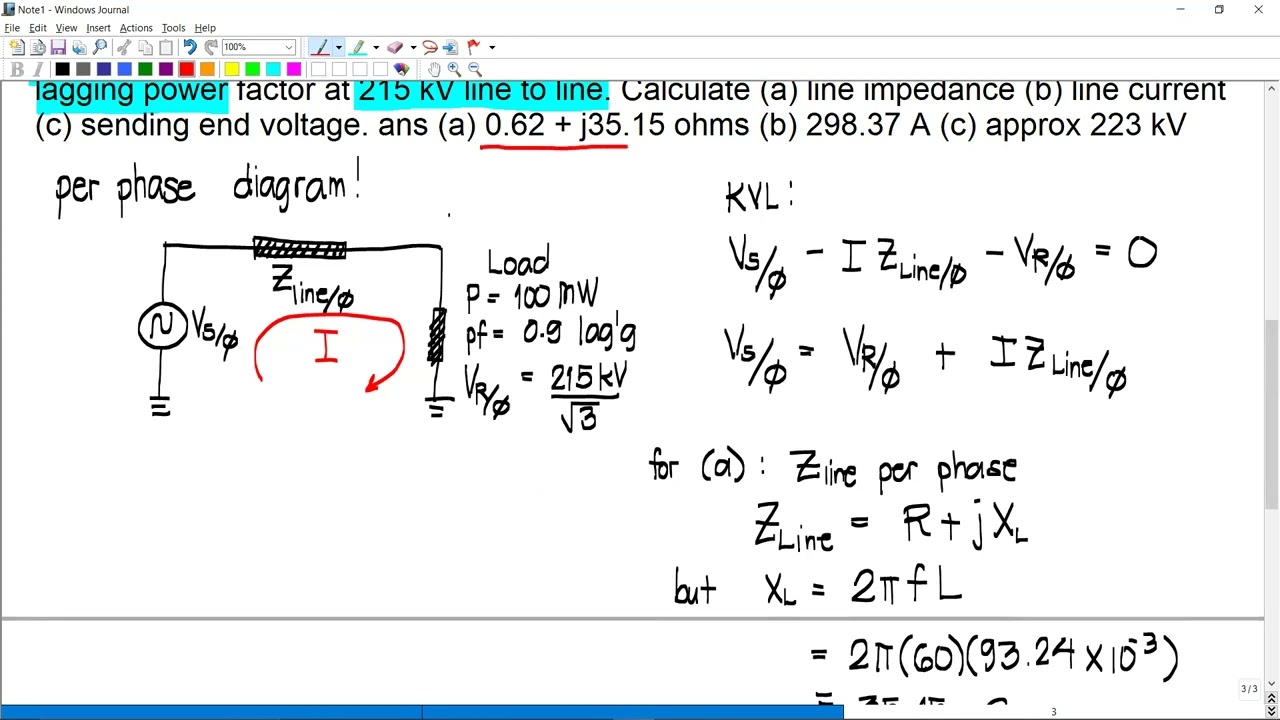 Short Transmission Line: Problem 1 (solving sending end voltage)