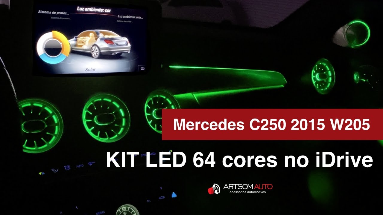 Mercedes Benz C180/C200/C250 2015 W205 com LED RGB na central iDrive