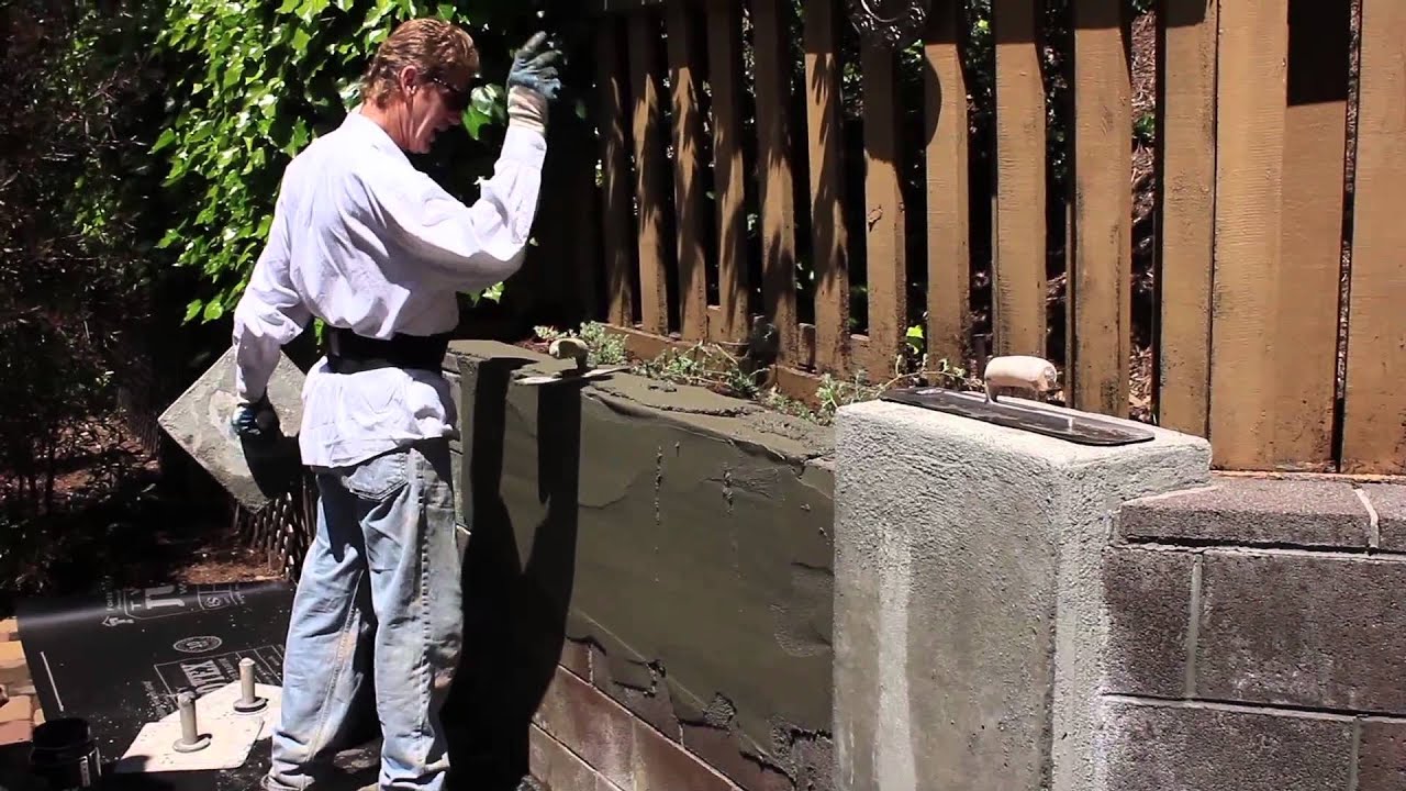 Stucco over block retaining walls