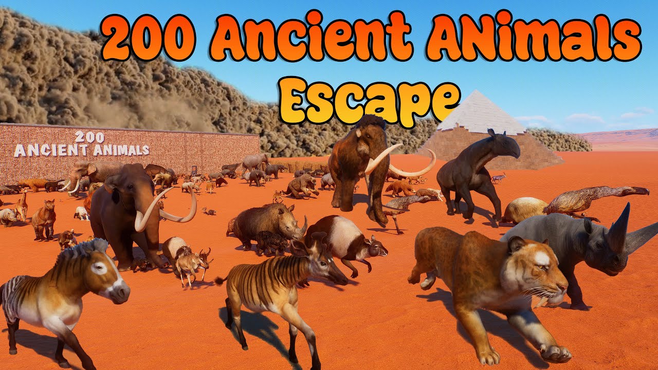 200 Ancient Animals Escape From The Desert Animal Race in Planet Zoo included Mammoth, & Smilodon