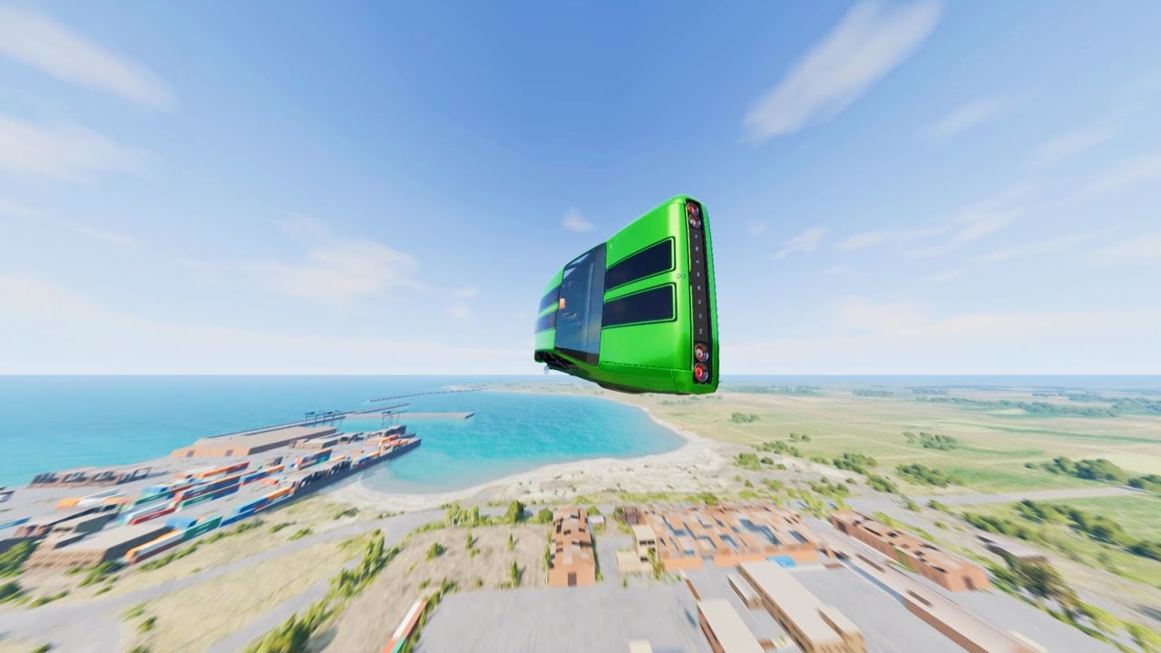 BeamNG.Drive - instantly accelerate a vehicle to 620 MPH，Which car can fly over the sea?