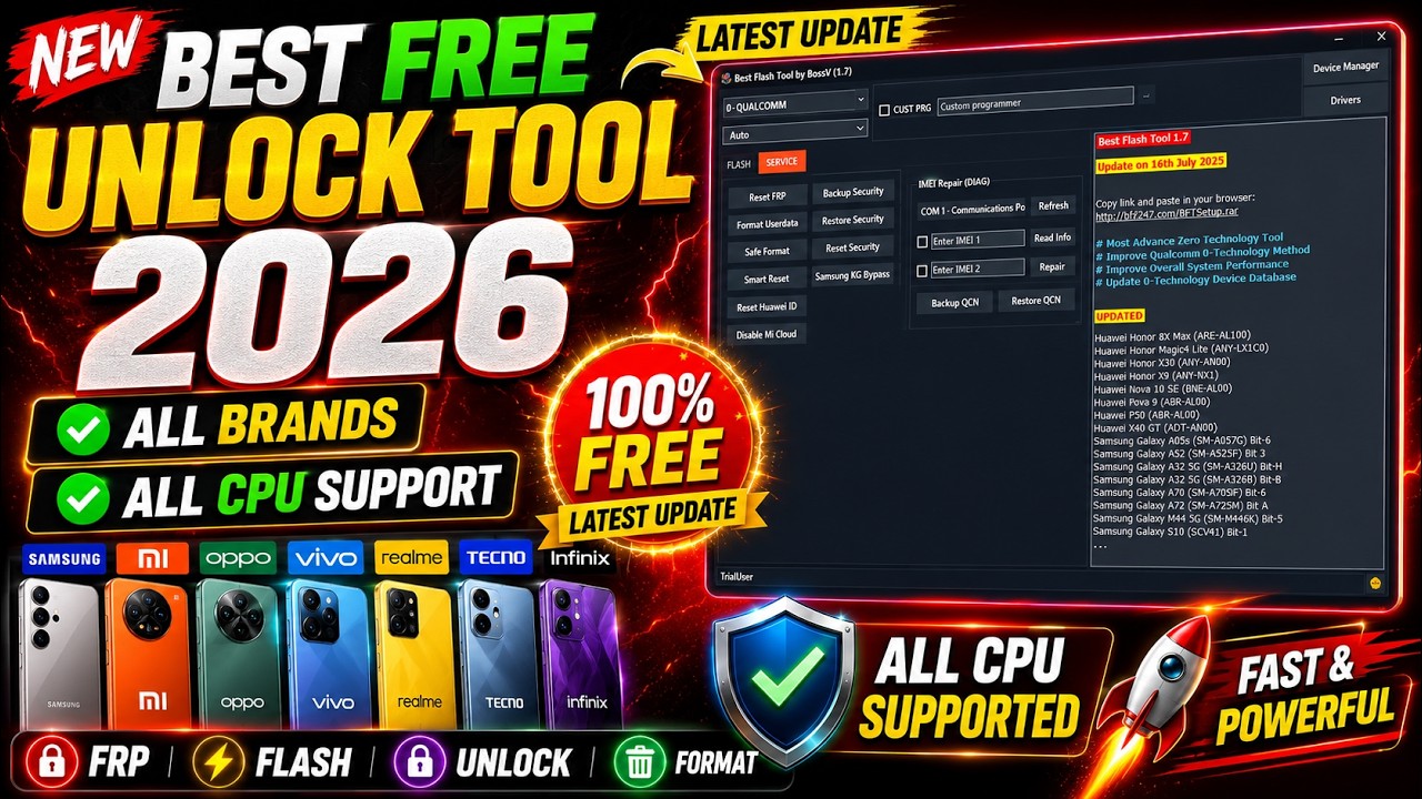 New best tool all brand free 2026 || latest unlock tool for all cpu support