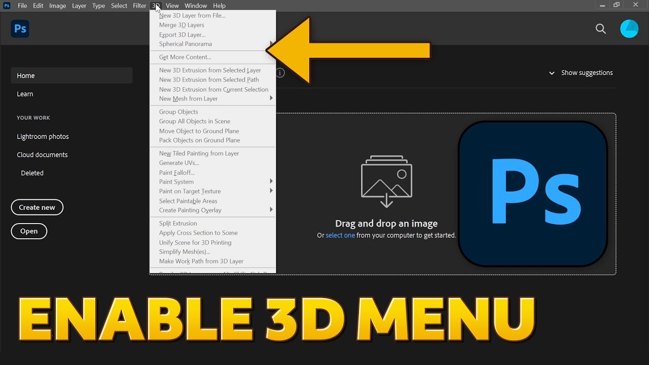 How to Enable 3D Menu in Photoshop