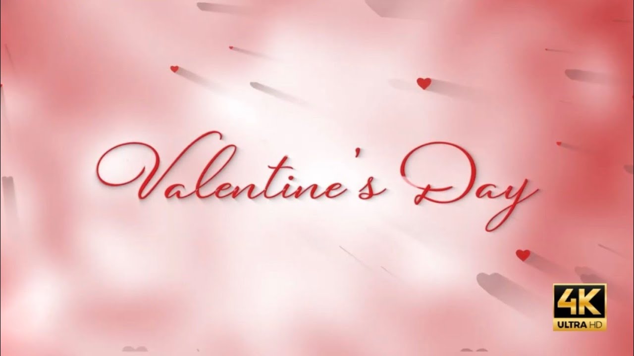 4k 1hr Valentine's day background loop  with shimmering hearts appearing