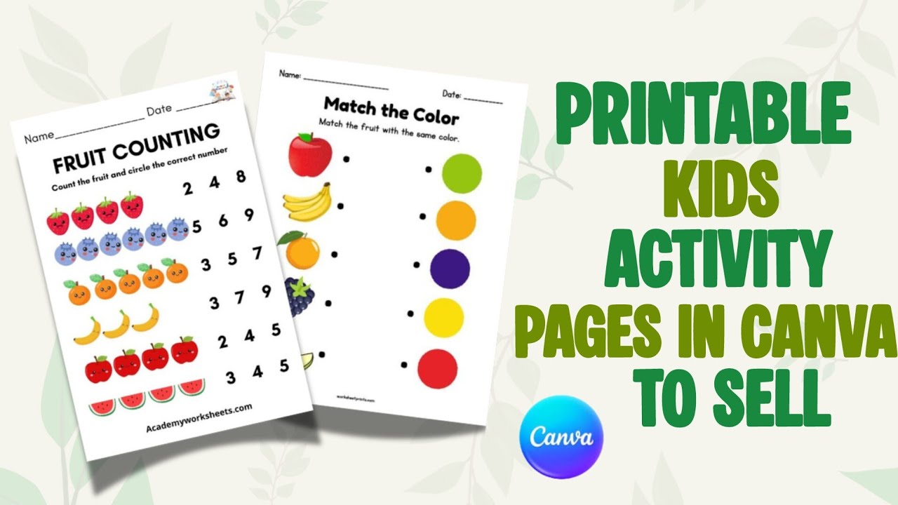 How to make printable kids activity pages in canva to sell #digitalproducts #gumroad #kimcreatives