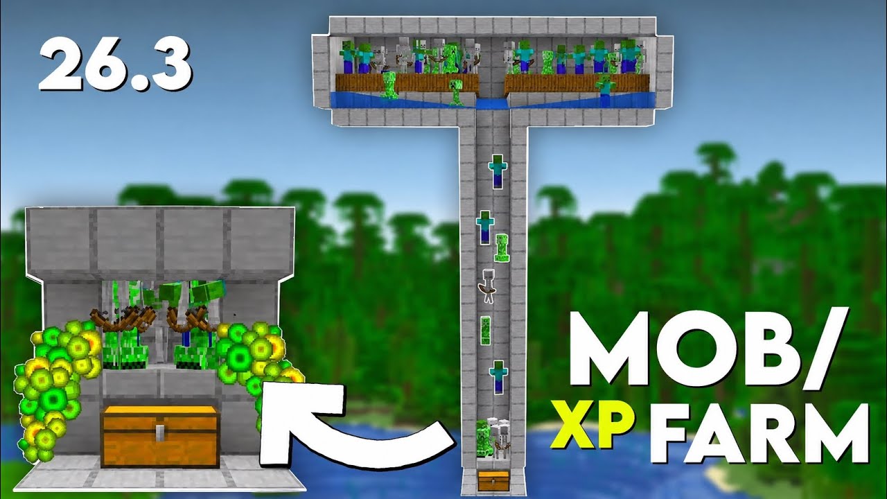 Easy Mob XP Farm Minecraft Java & Bedrock 1.21+ | Fast & Simple AFK XP!