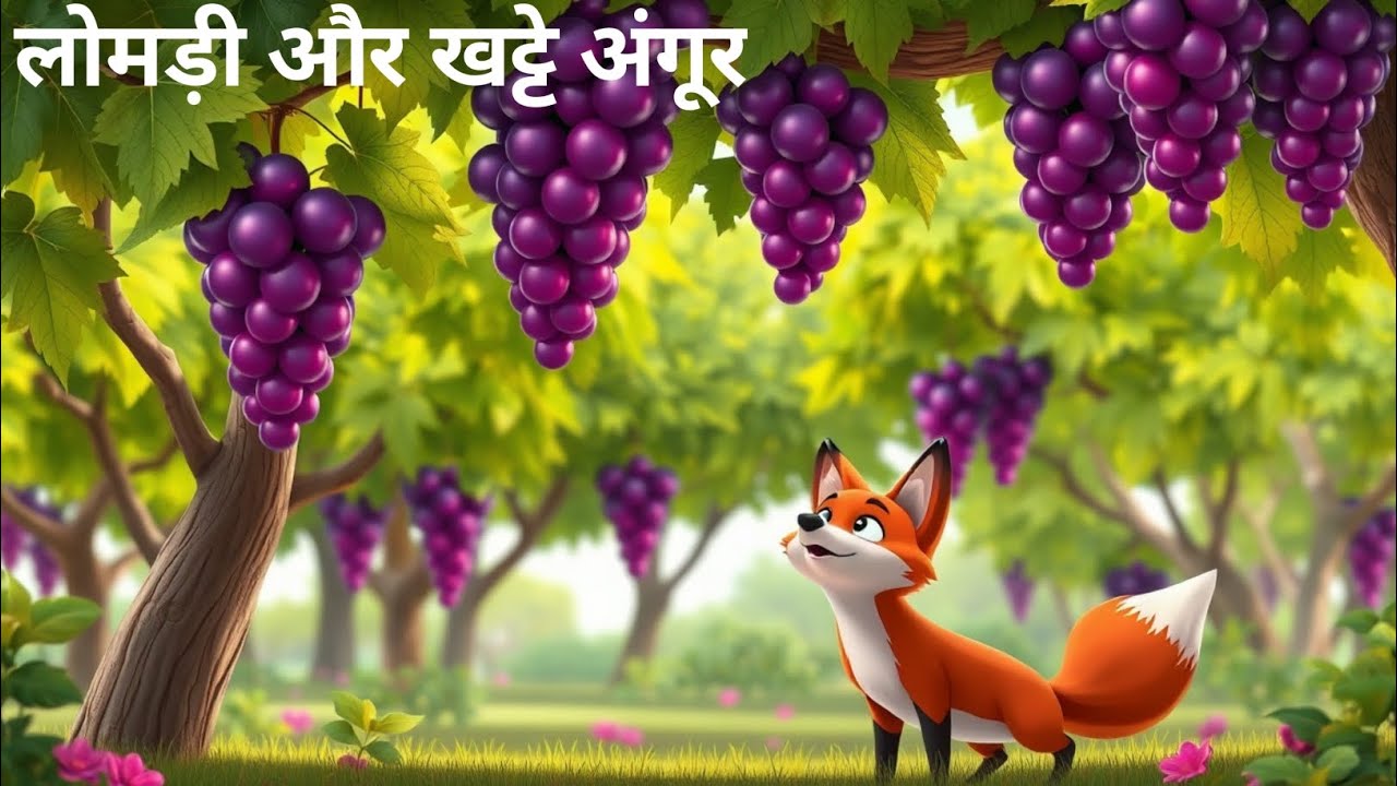 एक भूखी लोमड़ी चलते चलते एक बाग में पहुंची तभी...