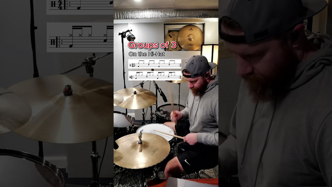 Playing 8th notes and then this group of 3 (two 16th and an 8th). 