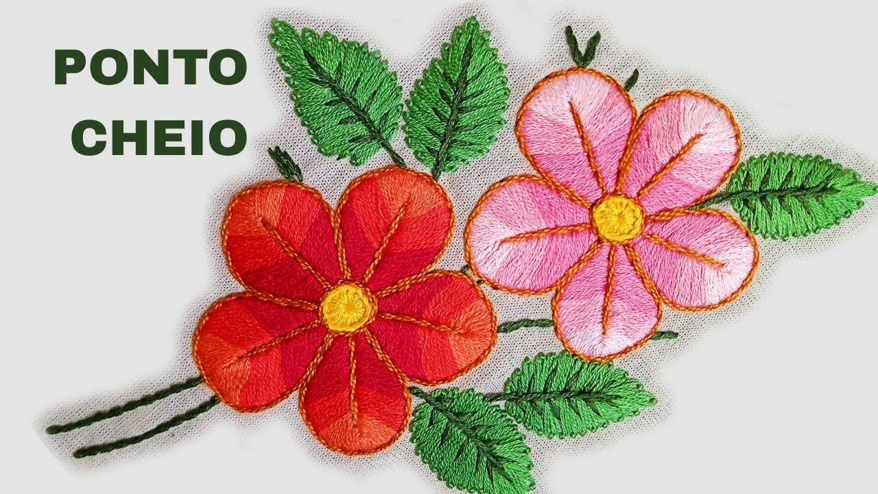Como bordar flores em ponto cheio e cores em degradê 🌹bordado à mão para iniciantes