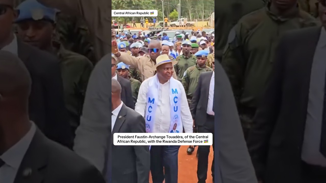 Central African Republic President Faustin-Archange Touad&eacute;ra, with CAR & Rwanda Military 🇨🇫 Bangui