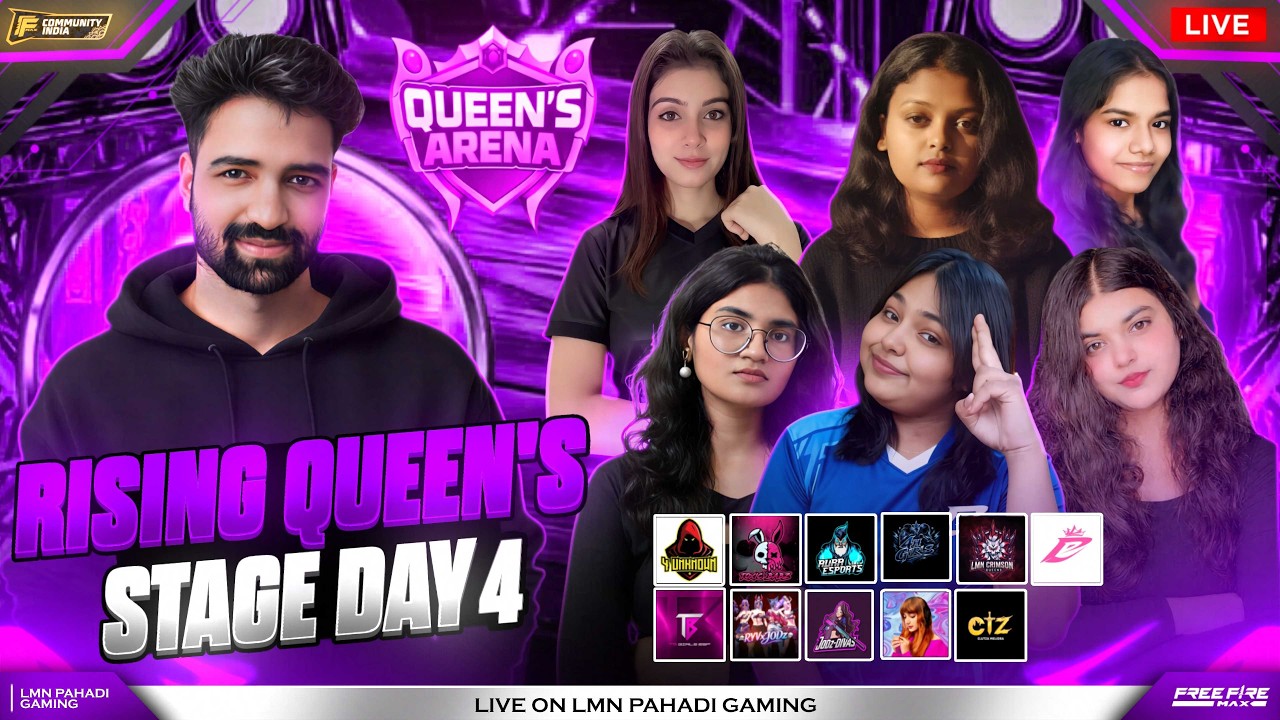 QUEEN'S ARENA || RISING QUEEN'S STAGE DAY 4 || FREE FIRE MAX  ESPORTS GIRLS TOURNAMENT #esportsindia