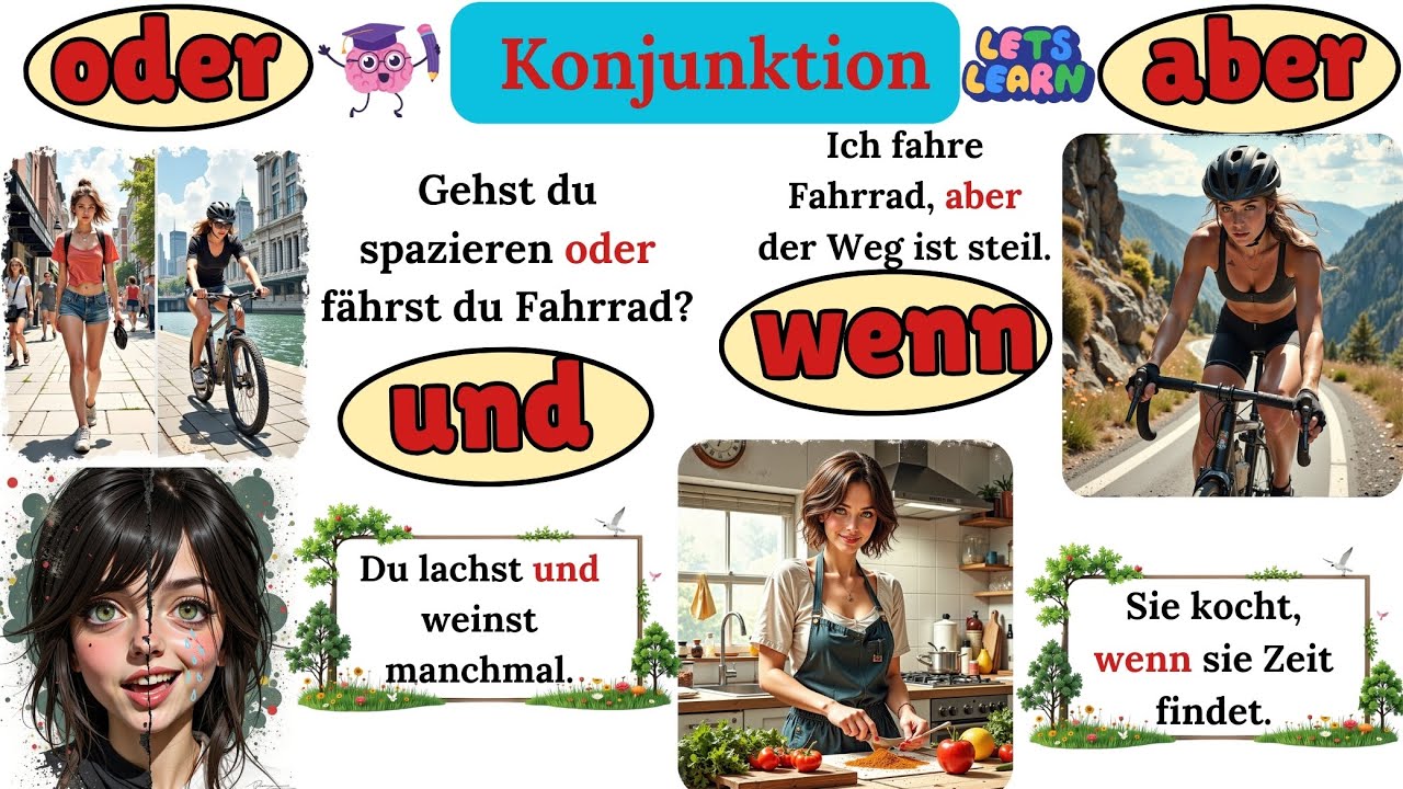📚Deutsch lernen mit 20 einfache Beispiels&auml;tze: &sbquo;aber&lsquo;, &sbquo;oder&lsquo;, &sbquo;wenn&lsquo; & Co. erkl&auml;rt!